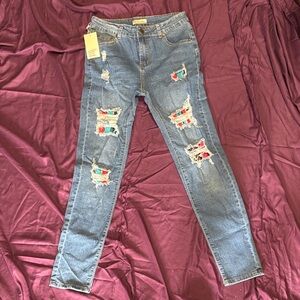 Distressed Blue Skinny Jeans